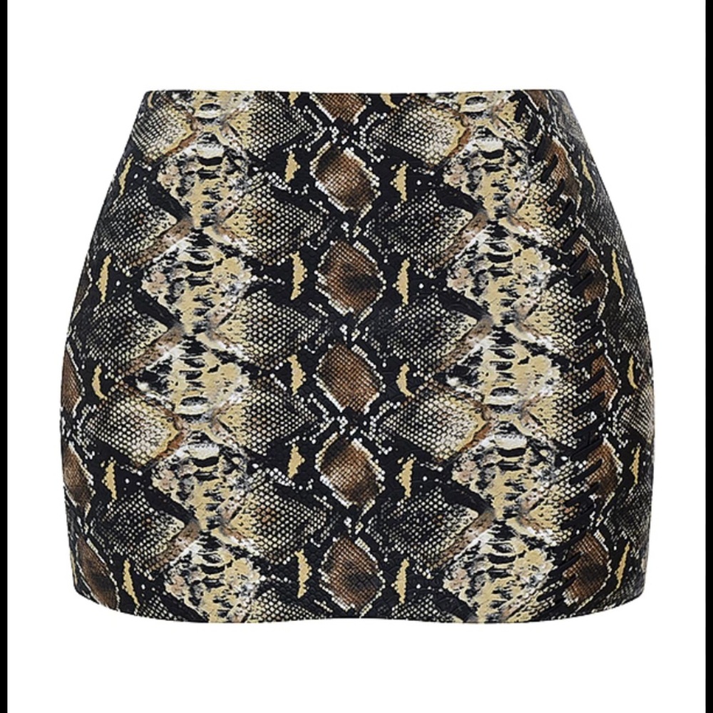 House of CB LENA SNAKE PRINT VEGAN LEATHER SKIRT